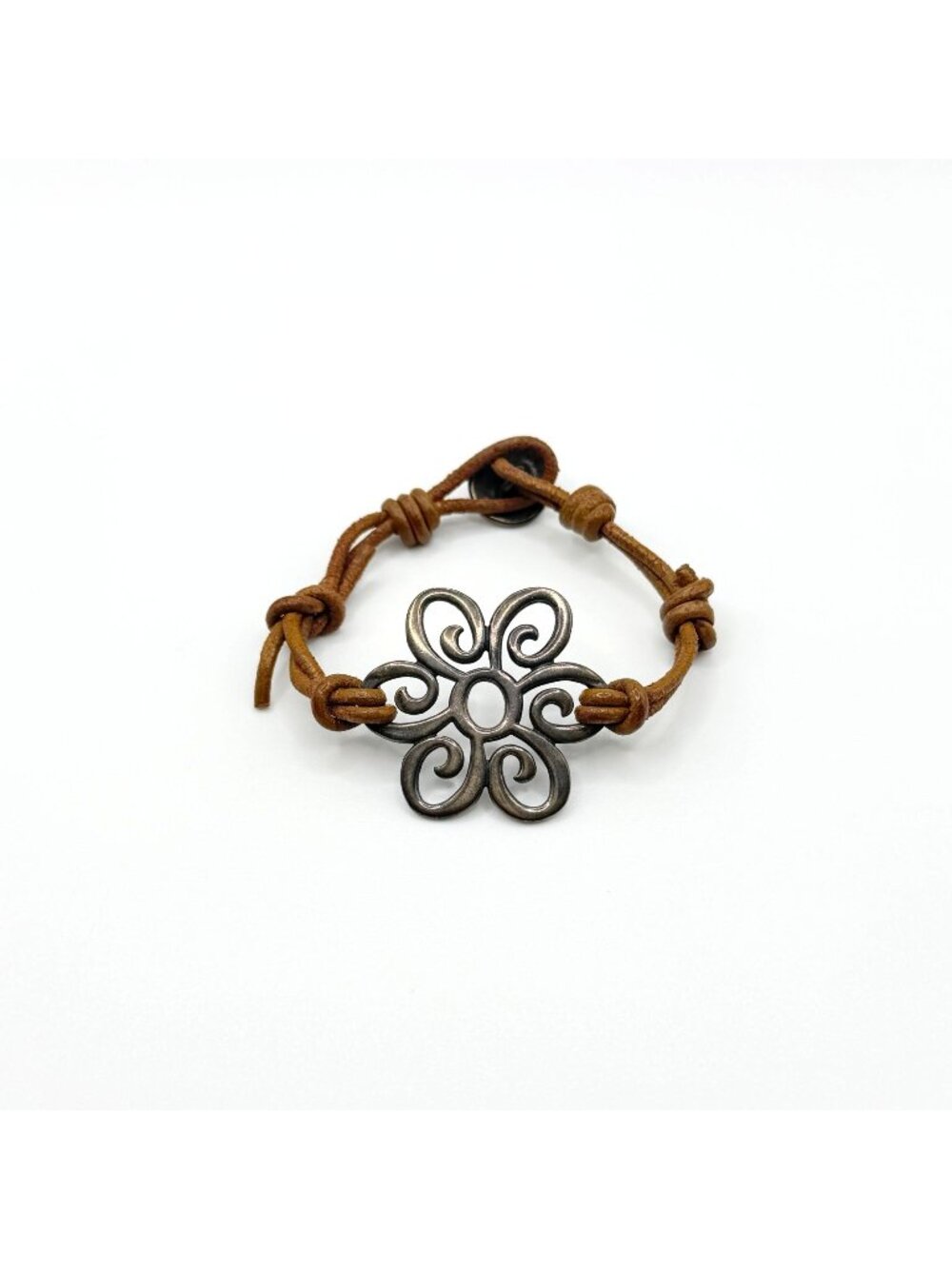 James Avery Sterling Silver Flower Leather Bracelet